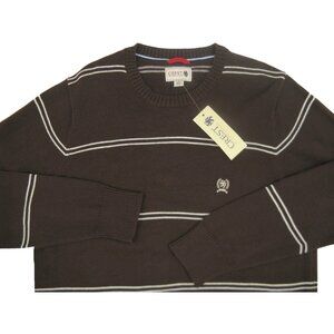 NEW Vintage Tommy Hilfiger Sweater! Medium Brown White Stripes Griffin Crest